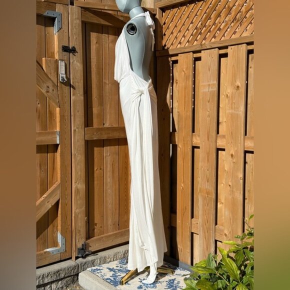 🆕 RAT & BOA 🧿 NWOT Winona White Slinky Cowl Neck Jersey Gown, Sz M - Picture 6 of 16